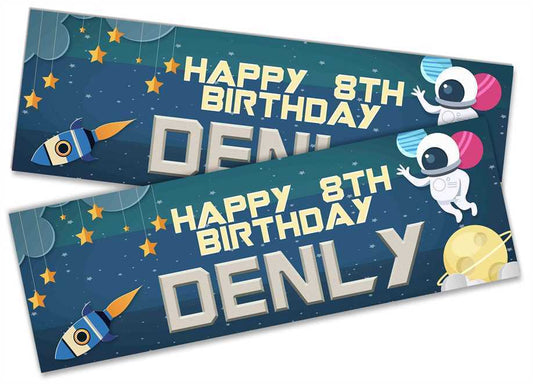 Personalised Birthday Banners Space Design Children Kids Party Decoration 54