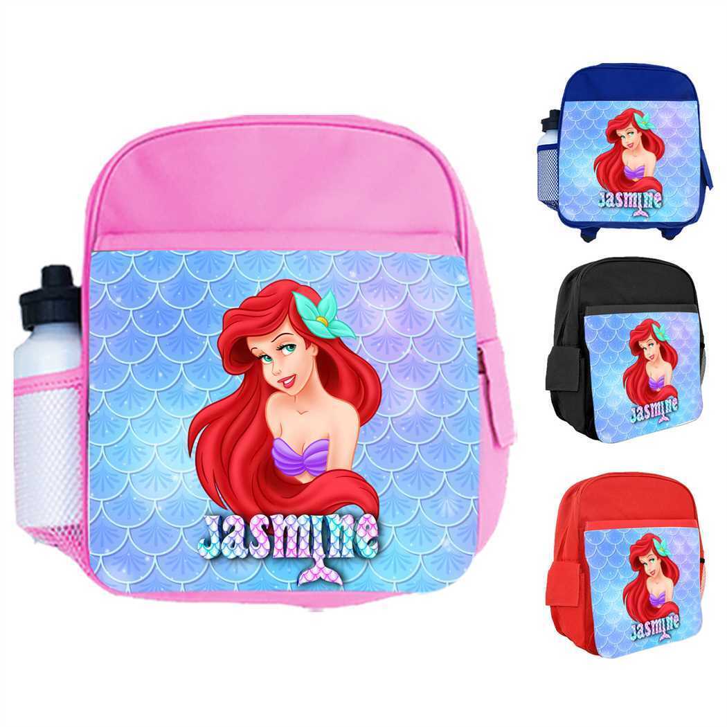 Personalised Kids Backpack Any Name Mermaid Design Boys Girls kid School Bag 25