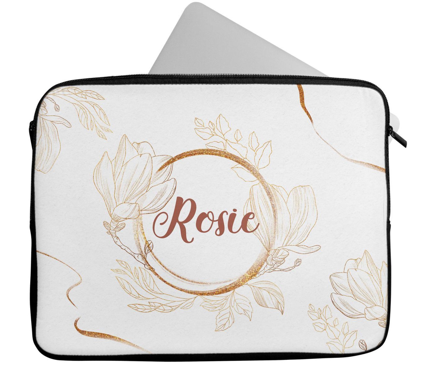 Personalised Any Name Floral Design Laptop Case Sleeve Tablet Bag 65