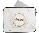 Personalised Any Name Floral Design Laptop Case Sleeve Tablet Bag 65