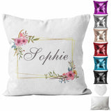 Personalised Cushion Floral Sequin Cushion Pillow Printed Birthday Gift 99