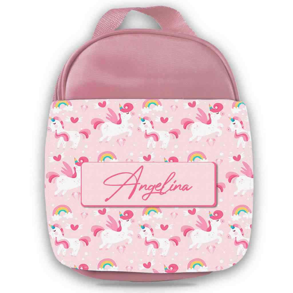 Personalised Unicorn Kids Lunch Bag Any Name Children Girls School Snack Box 40