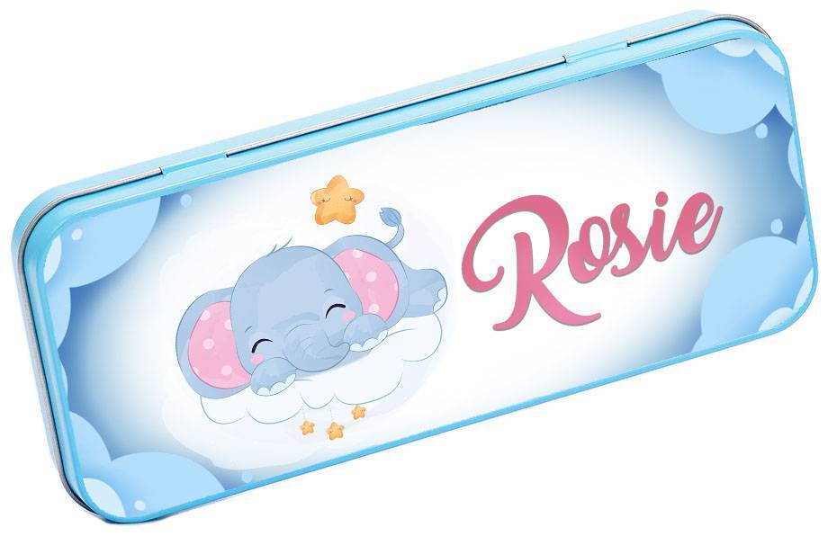 Personalised Any Name Animal Pencil Case Tin Children School Kids Stationary 16