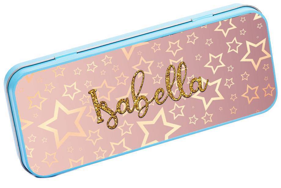 Personalised Any Name Generic Pencil Case Tin Children School Kids Stationary 34