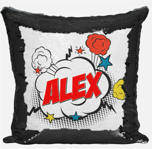 Personalised Design Any Name Magic Reveal Black Sequin Cushion Cover Gift 1