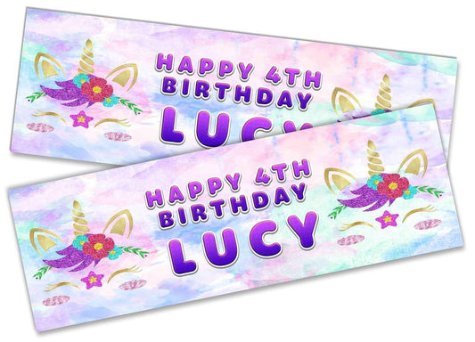 Personalised Birthday Banners Generic Design Children Kids Party Decoration 38