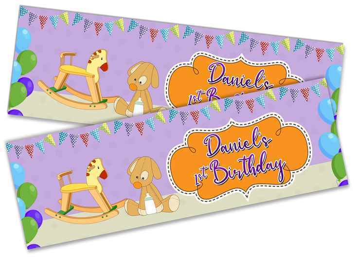 Personalised Birthday Banners Generic Design Children Kids Party Decoration 245