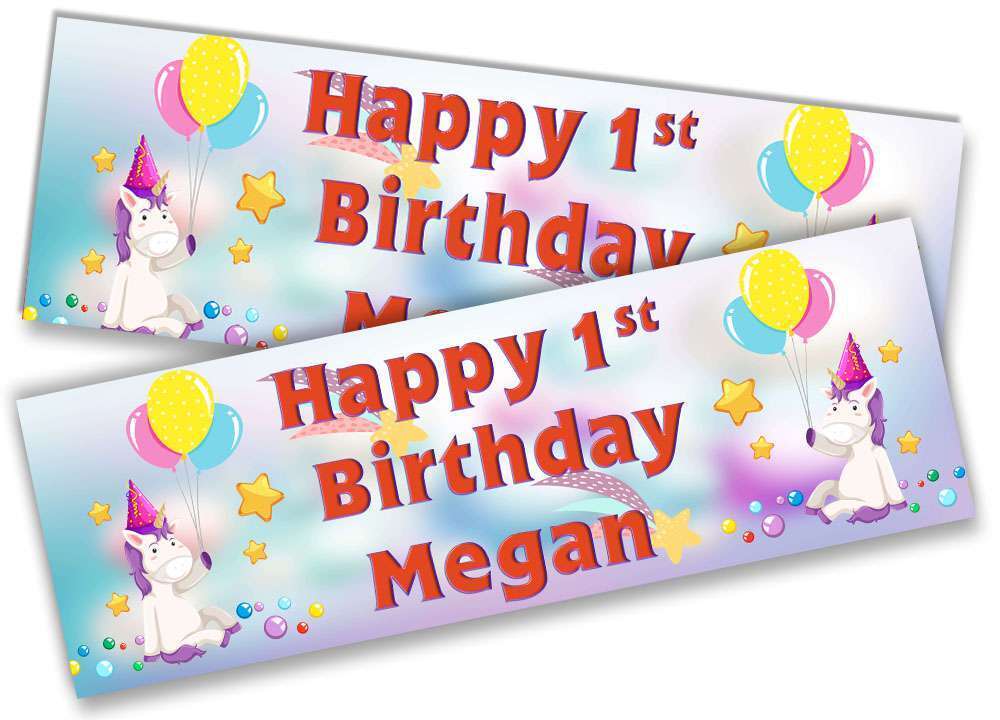 Personalised Birthday Banners Unicorn Design Children Kids Party Decoration 22
