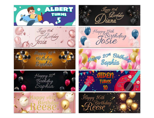 Personalised Birthday Banners Generic Design Children Kids Party Decoration 213