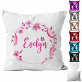 Personalised Cushion Floral Sequin Cushion Pillow Printed Birthday Gift 36