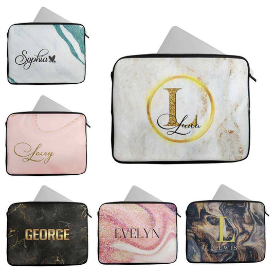 Personalised Any Name Marble Design Laptop Case Sleeve Tablet Bag 71