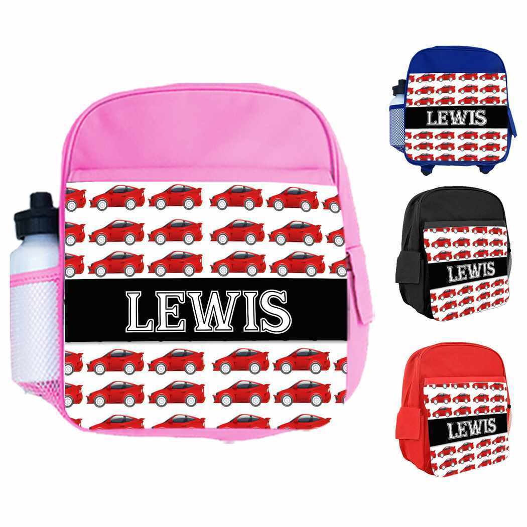 Personalised Kids Backpack Any Name Car Design Boys Girls Children School Bag 9