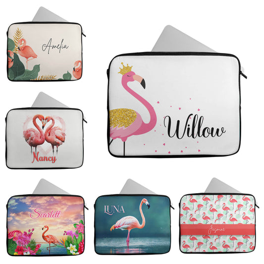 Personalised Any Name Flamingo Design Laptop Case Sleeve Tablet Bag 17