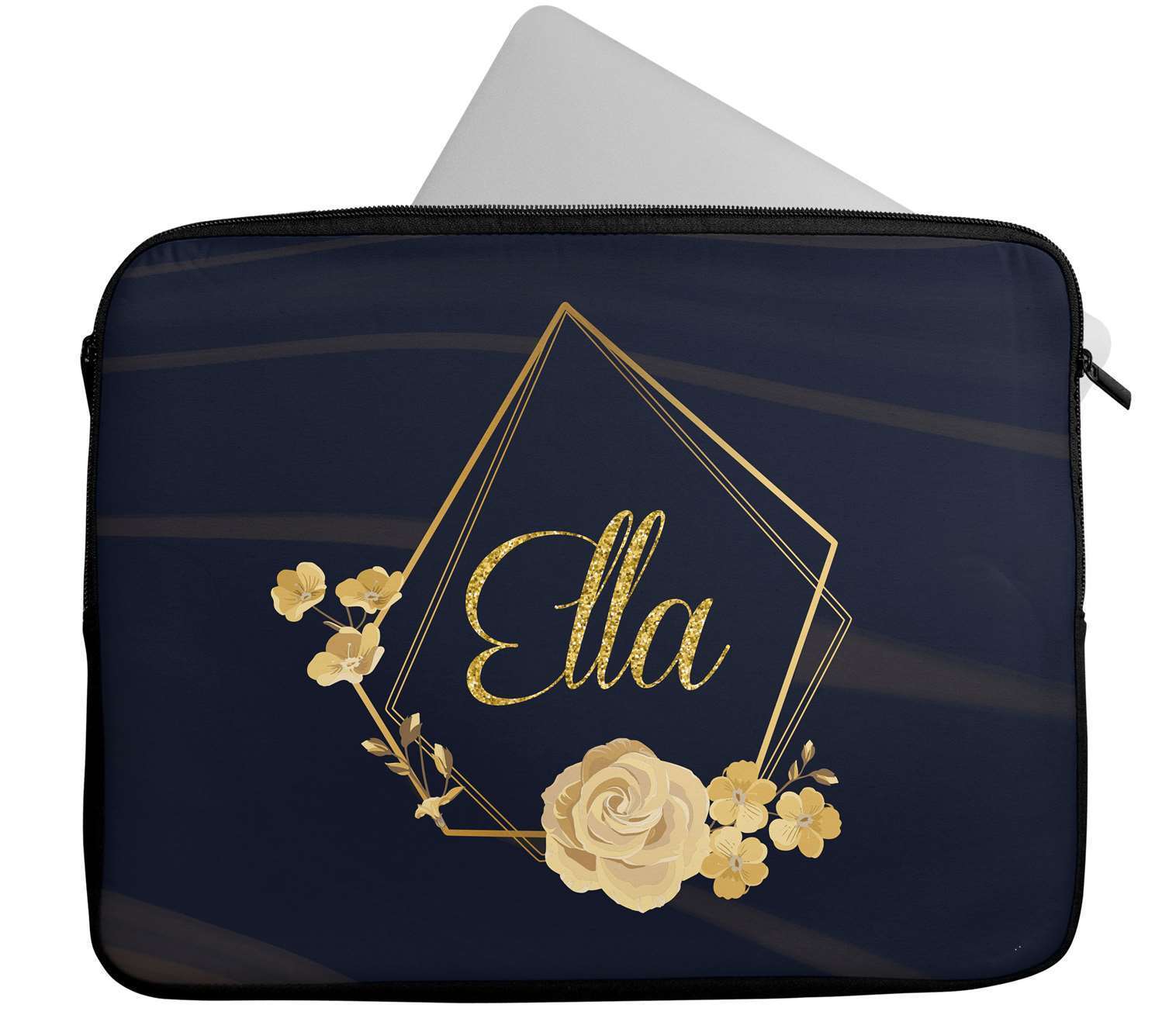 Personalised Any Name Floral Design Laptop Case Sleeve Tablet Bag 31