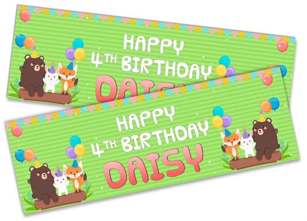 Personalised Birthday Banners Generic Design Children Kids Party Decoration 116