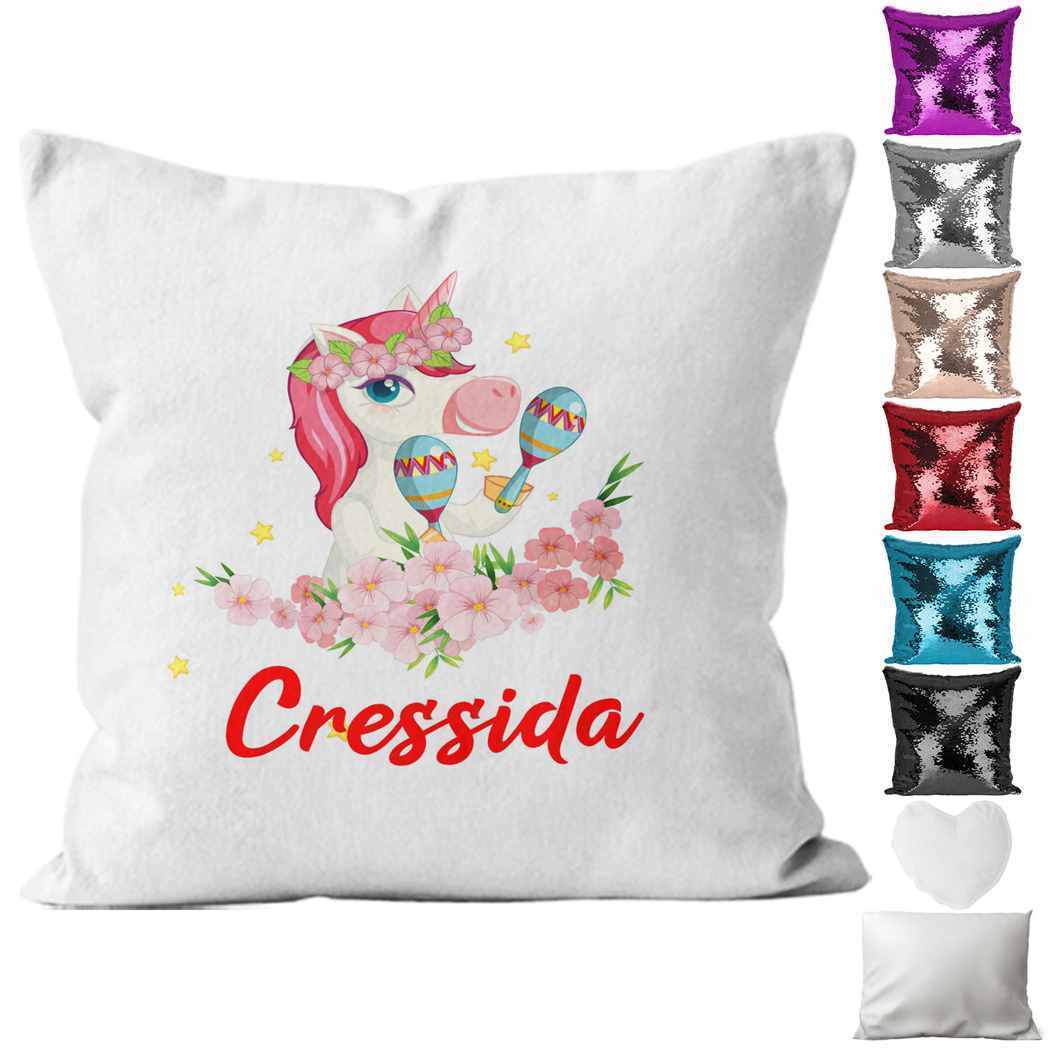 Personalised Cushion Unicorn Sequin Cushion Pillow Printed Birthday Gift 42