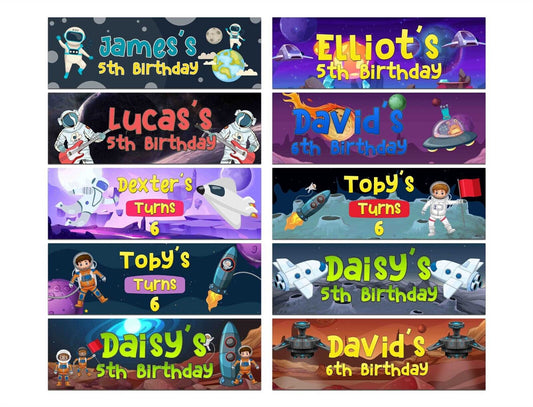 Personalised Birthday Banners Space Design Children Kids Party Decoration 157
