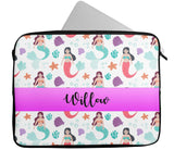 Personalised Any Name Mermaid Design Laptop Case Sleeve Tablet Bag 14