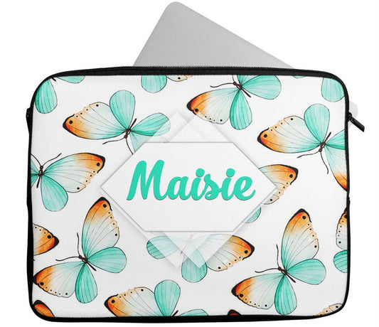 Personalised Any Name Butterfly Design Laptop Case Sleeve Tablet Bag 35