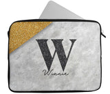 Personalised Any Name Marble Glitter Design Laptop Case Sleeve Tablet Bag 99