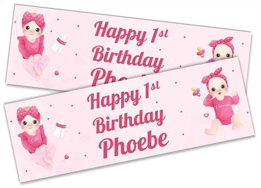 Personalised Birthday Banners Generic Design Children Kids Party Decoration 154
