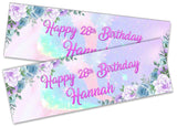 Personalised Birthday Banners Floral Design Kids adult Party Decoration 86