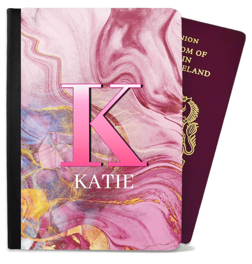 Personalised Marble Children Passport Cover Holder Any Name Holiday 15