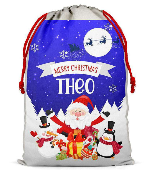 Personalised Christmas Sack Santa Bag Xmas Boy Girl Gift Stocking Bag 746