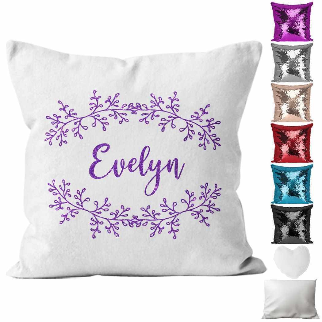 Personalised Cushion Floral Sequin Cushion Pillow Printed Birthday Gift 47