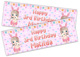 Personalised Birthday Banners Doll Design Children Kids Party Decoration 110