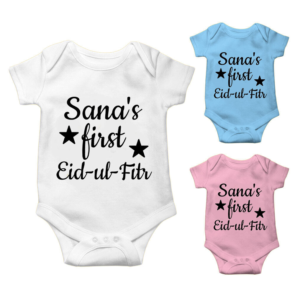 Personalised Eid Baby Vest Baby grow Little baby body suit 11