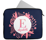 Personalised Any Name Floral Design Laptop Case Sleeve Tablet Bag 31