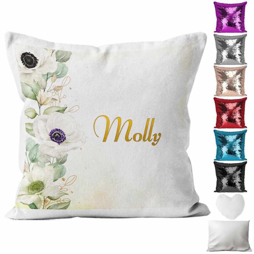 Personalised Cushion Floral Sequin Cushion Pillow Printed Birthday Gift 23