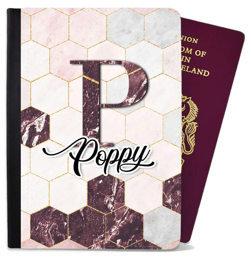 Personalised Marble Children Passport Cover Holder Any Name Holiday 14