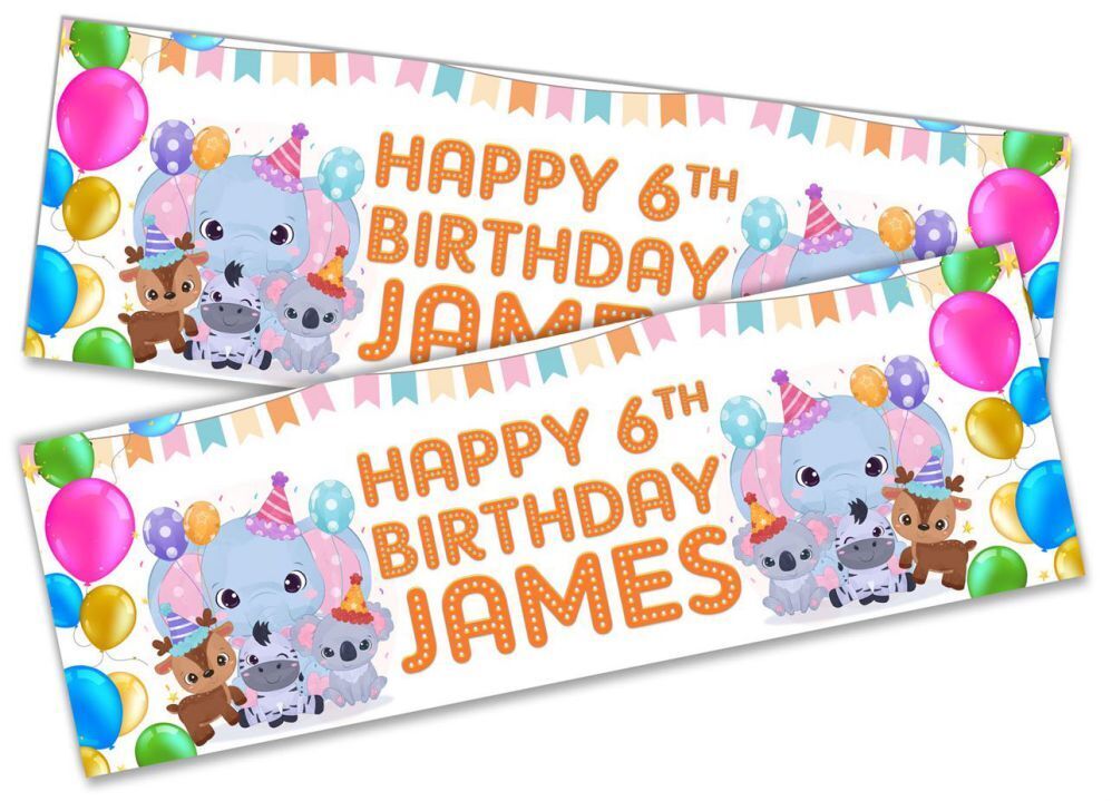 Personalised Birthday Banners Generic Design Children Kids Party Decoration 116