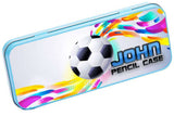 Personalised Any Name Football Pencil Case Tin Children School Kids Stationary 2