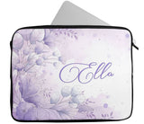 Personalised Any Name Floral Design Laptop Case Sleeve Tablet Bag 54