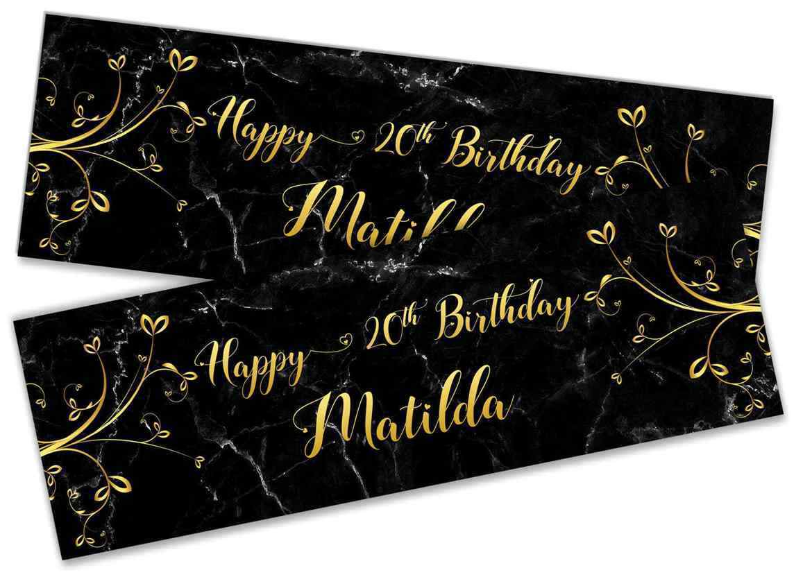 Personalised Birthday Banners Floral Design Kids adult Party Decoration 86