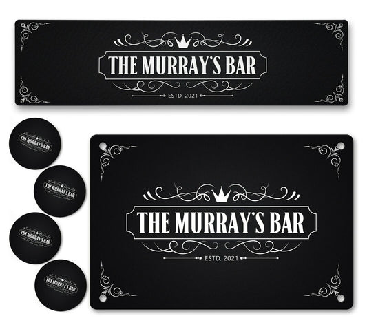 Personalised Bar Runner Sign Coaster Any Name Garden Plaque Gift Bar Pub 239