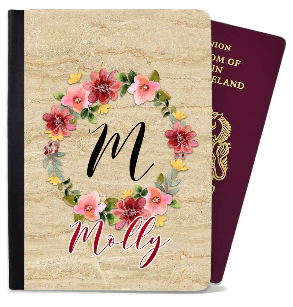 Personalised Floral Children Passport Cover Holder Any Name Holiday Accessory 23