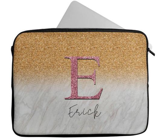 Personalised Any Name Marble Glitter Design Laptop Case Sleeve Tablet Bag 96