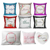 Personalised Cushion Floral Sequin Cushion Pillow Printed Birthday Gift 99