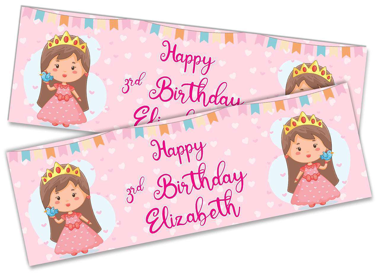 Personalised Birthday Banners Doll Design Children Kids Party Decoration 110