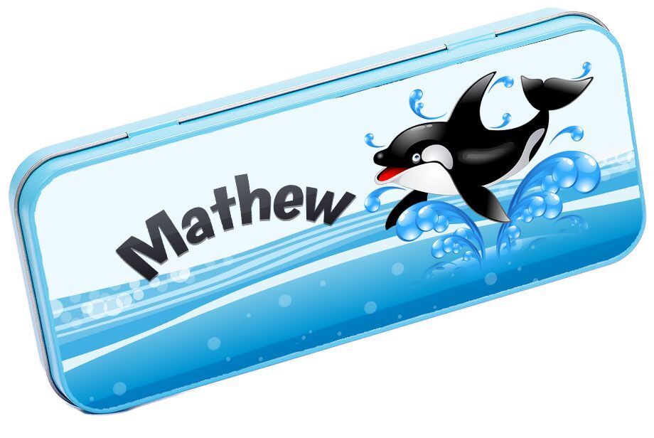 Personalised Any Name Animal Pencil Case Tin Children School Kids Stationary 15