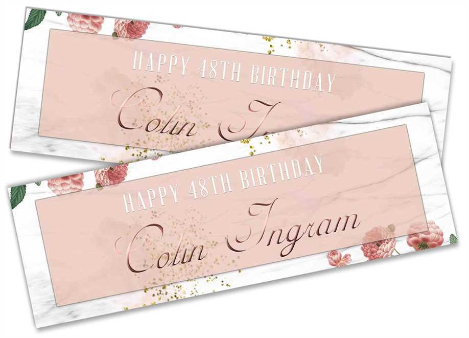 Personalised Birthday Banners Marble Design Adult Kids Party Decoration 52