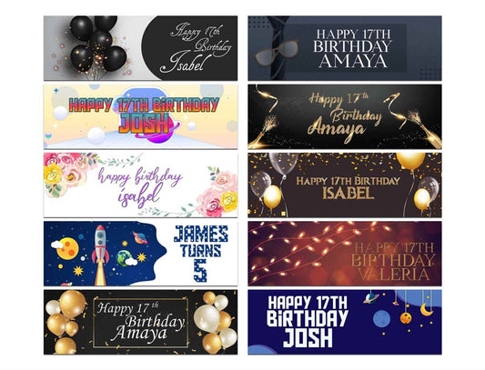 Personalised Birthday Banners Generic Design Children Kids Party Decoration 210