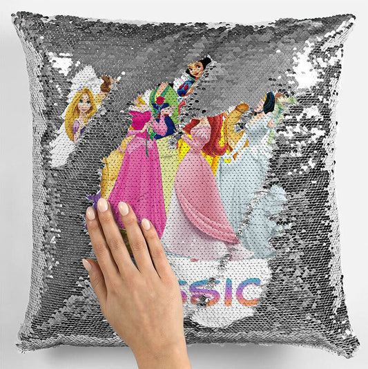 Personalised Princess Any Name Magic Reveal Silver Sequin Cushion Cover 24