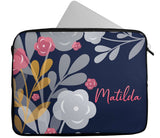 Personalised Any Name Floral Design Laptop Case Sleeve Tablet Bag 28