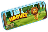 Personalised Any Name Animal Pencil Case Tin Children School Kids Stationary 4