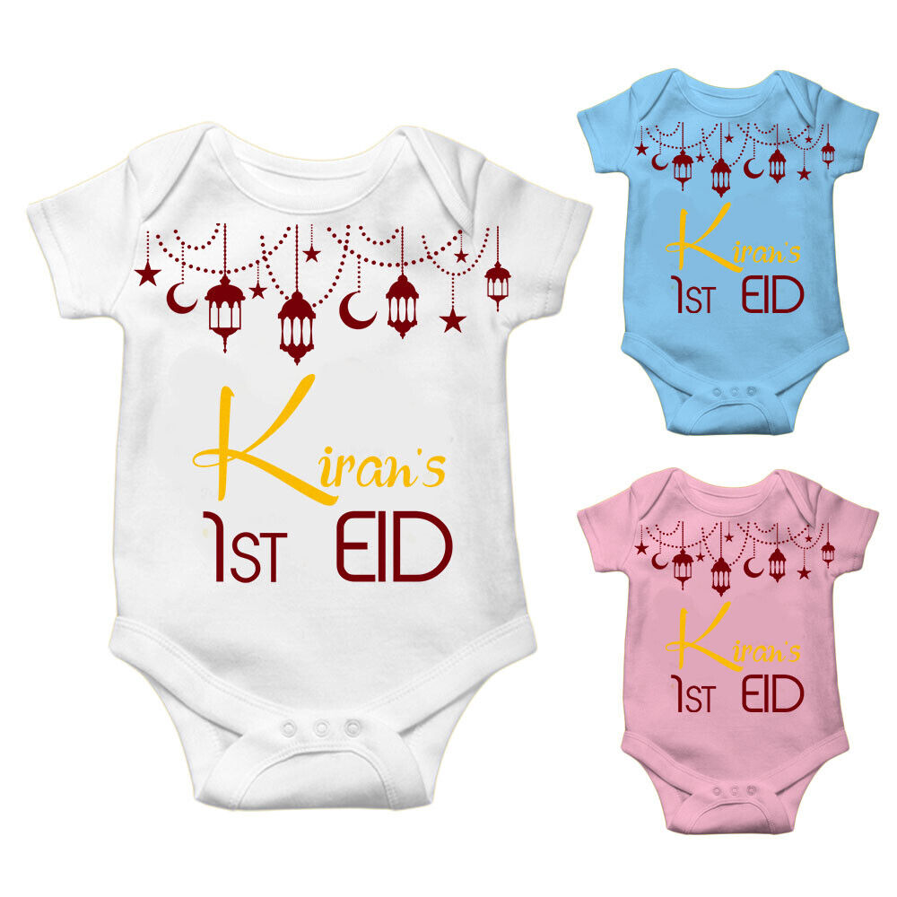 Personalised Eid Baby Vest Baby grow Little baby body suit 17